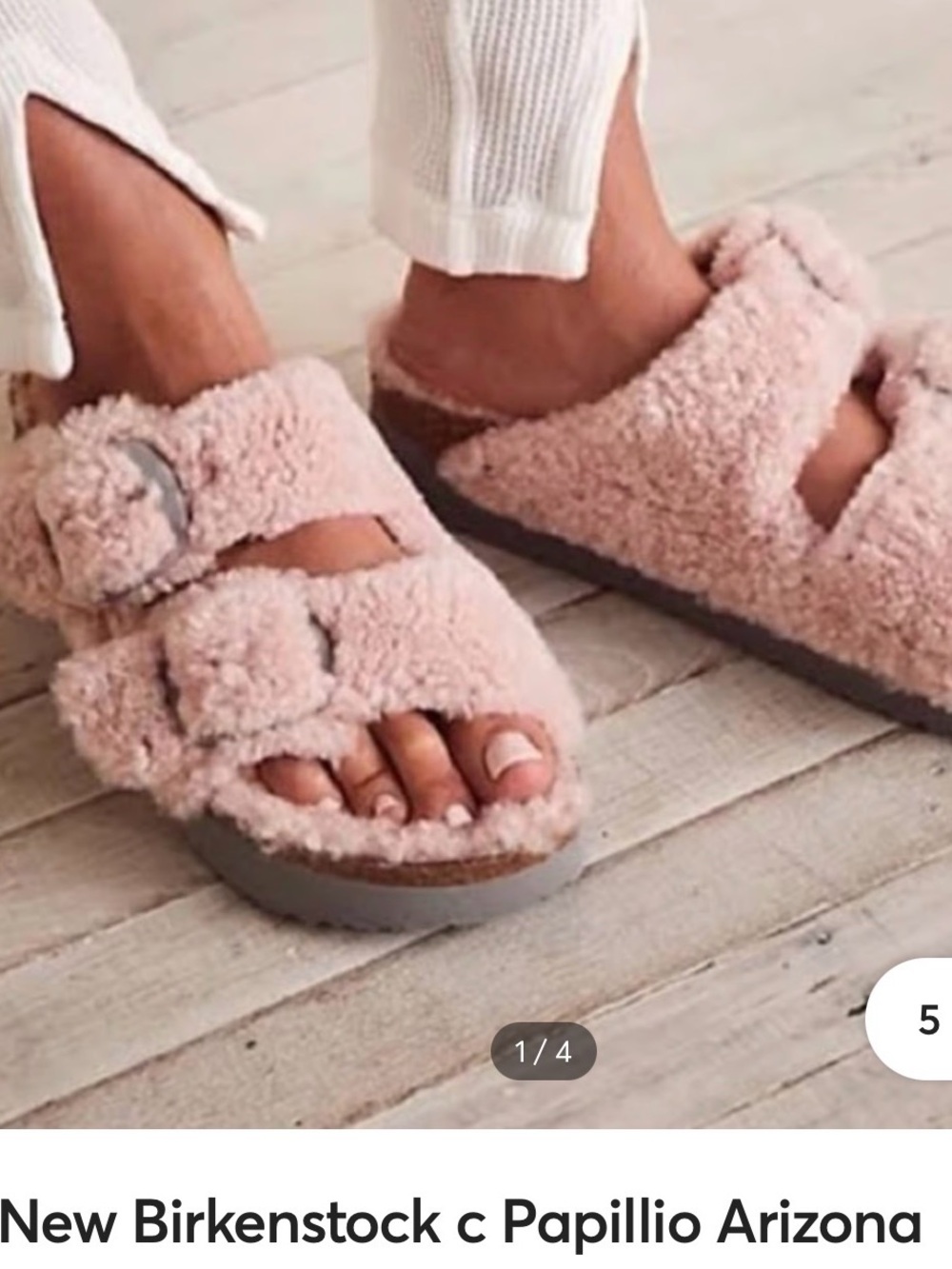 Papillio Arizona Soft Pink Shearling Buckle Sandals